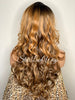 Lace Front Wig Long Synthetic Curly Layers 1b Strawberry Blonde - Janine