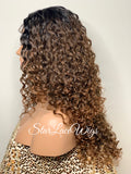 Curly Brown Lace Front Wig Long Curly Layers Middle Part - Vivian
