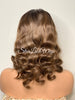 Short Wavy Ash Brown Lace Front Bob Wig Highlights (6x13) Parting Space - Joey