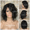 Lace Front Wig Short Wavy Synthetic Bob Black Brown - Amanda