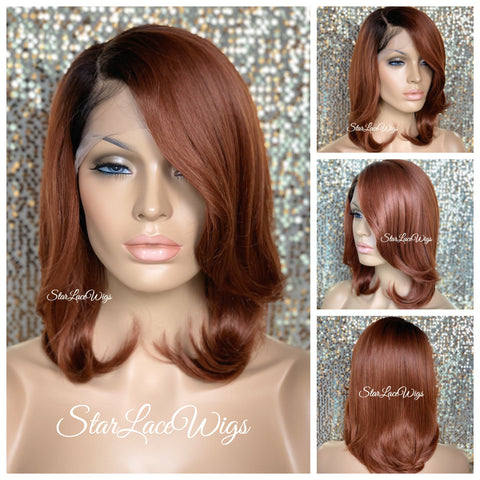 Short Straight Burgundy Red Pixie Wig Bangs - Chasity