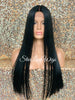 Long Straight Lace Front Wig Black Brown Middle Part Baby Hair Synthetic - Karmen