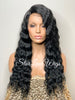 Long Wavy Lace Front Wig Side Part Black - Alexis