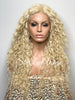 Long Blonde Lace Front Wig Wavy Layered Synthetic - Suzie