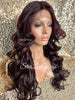 Lace Front Wig Long Synthetic Curly Layers Dark Burgundy Plum Middle Part - Lori