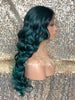 Lace Front Wig Long Synthetic Curly Layers Green Middle Part - Nora