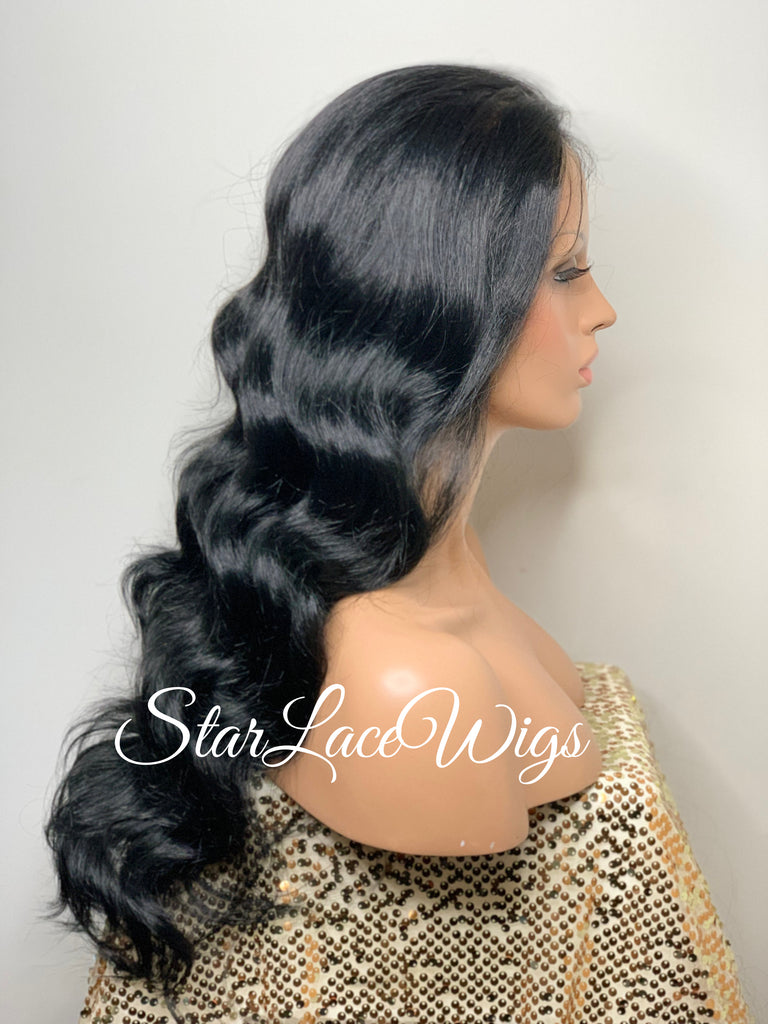 Long Wavy Lace Front Wig (6x13) Parting Space Black - Chasity
