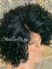 Lace Front Wig Short Curly Synthetic Bob Side Part Bangs - Louise