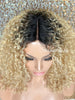 Synthetic Curly Full Wig Blonde Dark Roots Shoulder Length - Dina