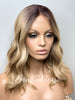 Lace Front Wig Bob Wavy Blonde Dark Roots Synthetic - Shelly