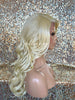 Long Platinum Blonde Lose Curly Layered Synthetic Lace Front Wig Bangs - Jazzy
