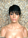 Short Synthetic Wig Black Pixie Bangs - Stacy