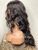 Long Full Wig Synthetic Wavy Black Brown Middle Part Layers - Allegra