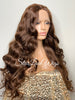 Extra Long Brown Lace Front Wig Curly Brown Middle Part - Tieren