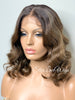 Short Wavy Ash Brown Lace Front Bob Wig Highlights (6x13) Parting Space - Joey
