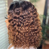 Human Hair Bob Lace Front Wig 13x4 Curly #1b & #30 - Claudia