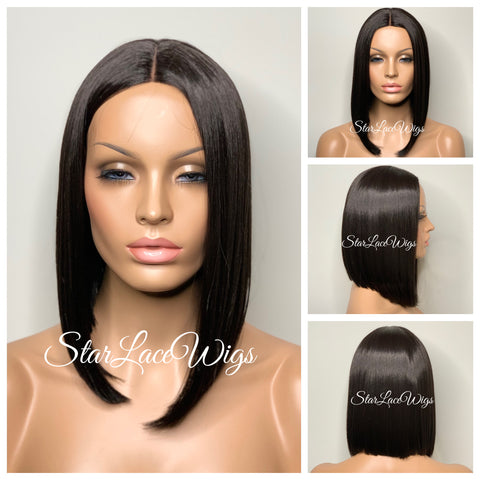 Lace Front Wig Short Wavy Ash Blonde Synthetic Bob Brown Roots - Cina