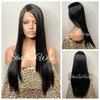 Lace Front Wig Synthetic Black Straight Side Part Layers - Maxine