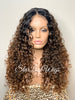 Curly Brown Lace Front Wig Long Curly Layers Middle Part - Vivian