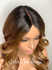 Long Loose Curly Wig Honey Blonde Strawberry Blonde Dark Roots Middle Part Synthetic - Selina