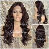 Lace Front Wig Long Synthetic Curly Layers Dark Burgundy Plum Middle Part - Lori