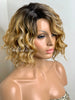 Human Hair Blend Curly Bob Wig Honey Blonde Ash Blonde Mix - Blair