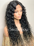 Lace Front Wig Long Wavy Curly Middle Part Black - Aurora