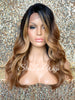 Lace Front Wig Long Synthetic Loose Waves 27/30 Dark Roots Middle Part - Irene