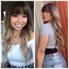 Long Full Wig Synthetic Wavy Dark Ash Blonde Middle Part Bangs - Cintia