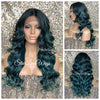 Lace Front Wig Long Synthetic Curly Layers Green Middle Part - Nora