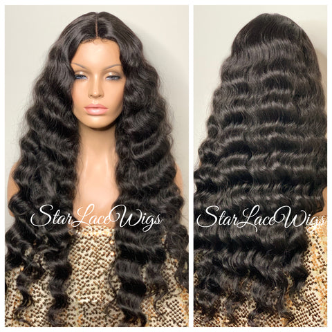 Short Curly Wig Human Hair Black Brown Side Part Wavy Finger Waves - Sylvia
