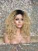 Synthetic Curly Full Wig Blonde Dark Roots Shoulder Length - Dina