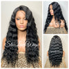 Long Wavy Lace Front Wig Side Part Black - Alexis