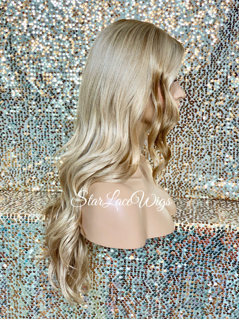 Lace Front Wig Synthetic Blonde Loose Waves Side Part Layers - Athena