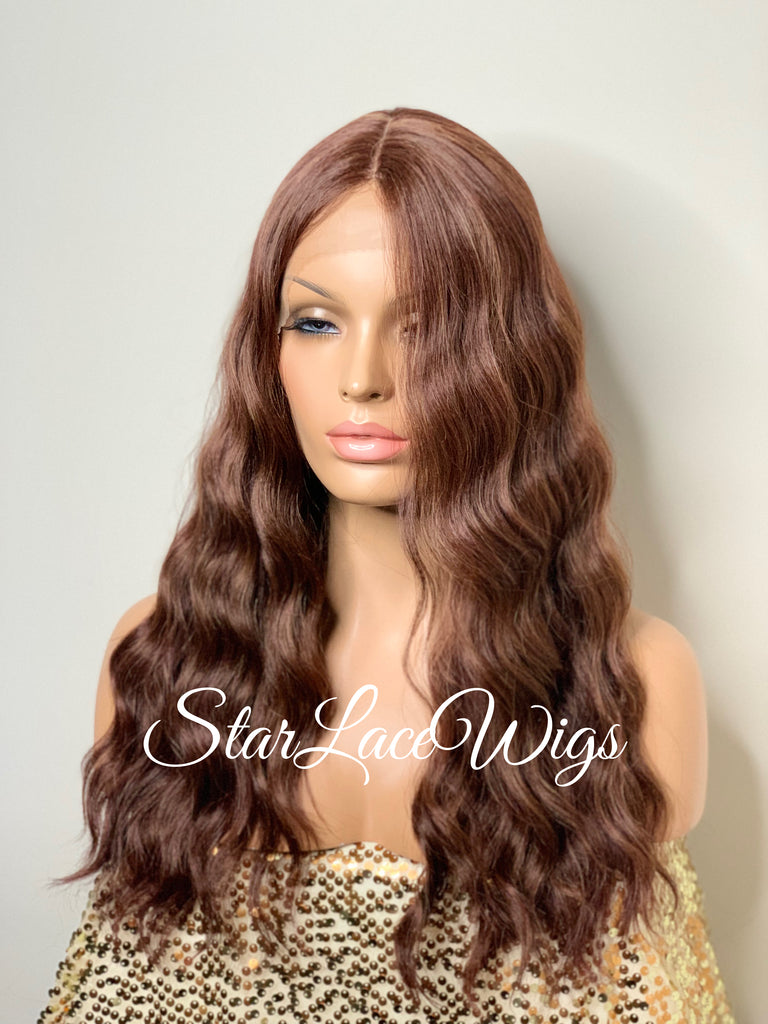 Lace Front Wig Long Wavy Middle Part Brown - Marie