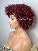 Short Curly Wig Layers Burgundy Bangs - Justina