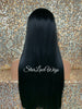 Long Straight Lace Front Wig Black Brown Middle Part Baby Hair Synthetic - Karmen