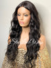 Long Full Wig Synthetic Wavy Black Brown Middle Part Layers - Allegra