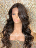 Lace Front Wig Long Synthetic Curly Layers Brown #4 Highlights #30 - Fawn
