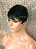 Short Synthetic Wig Black Pixie Bangs - Stacy