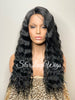 Long Wavy Lace Front Wig Side Part Black - Alexis