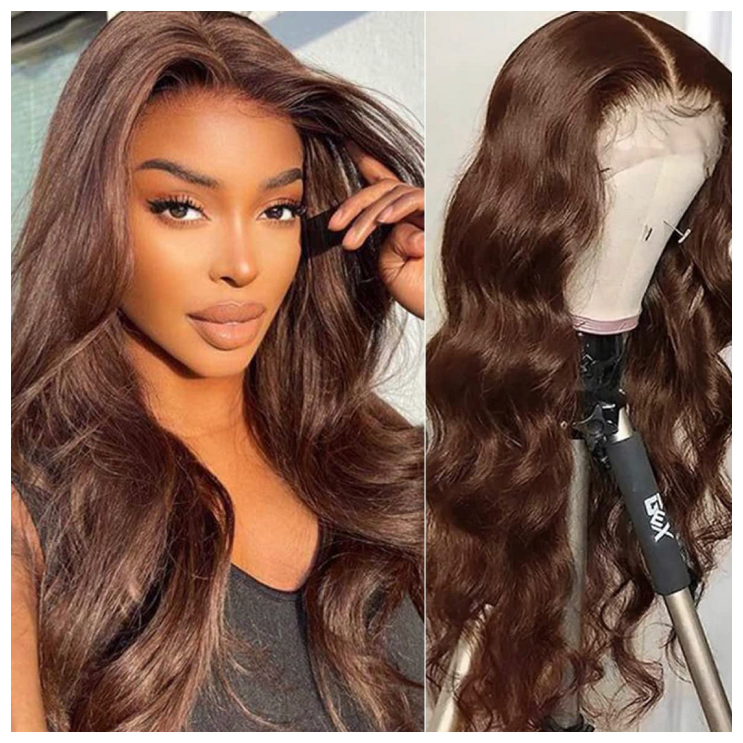 Human Hair 13x4 Lace Front Wig: Pre-Plucked: #1b & #30 : Wavy