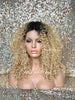 Synthetic Curly Full Wig Blonde Dark Roots Shoulder Length - Dina