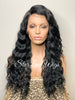 Long Wavy Lace Front Wig Side Part Black - Alexis