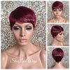 Short Straight Burgundy Red Pixie Wig Bangs - Chasity